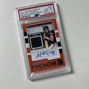 PSA 8 2017 Mitchell Trubisky Rookie Phenom Jersey AUTO-Chicago Bears 32/99-NM-MT